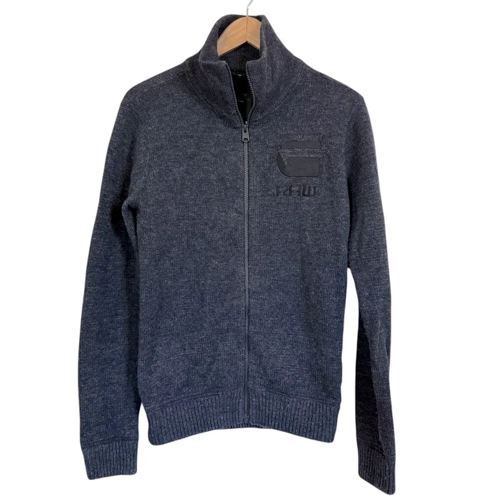 G-Star Raw Mens Knit Cardigan Sweater Jacket Small 100% Cotton Gray CL Coast